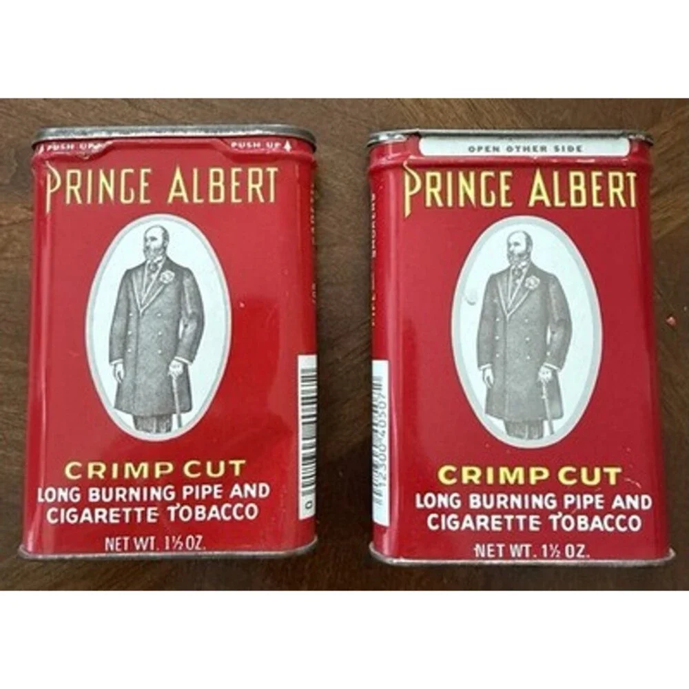 Vintage Lot Of Prince Albert Crimp Cut Tobacco Tin Pocket Can R.J. Reynolds Red